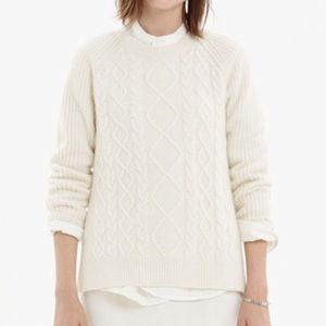 Madewell White Cable Knit Sweater Size Small